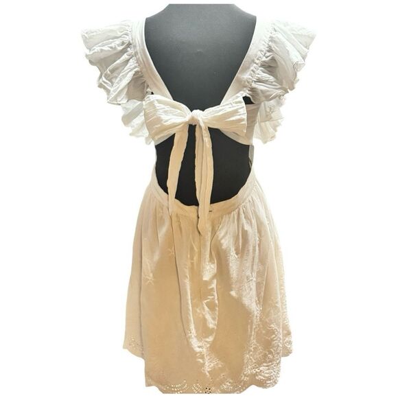 Dress – Size Large MACCS The Label White Ruffle Sleeve Eyelet Dress - Picture 2 of 3